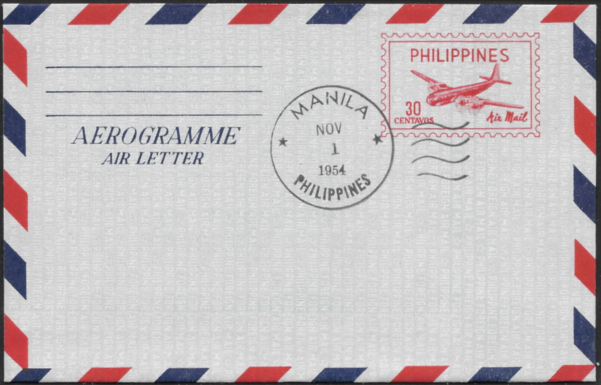 Philippines 1954 First Day Aerogramme 